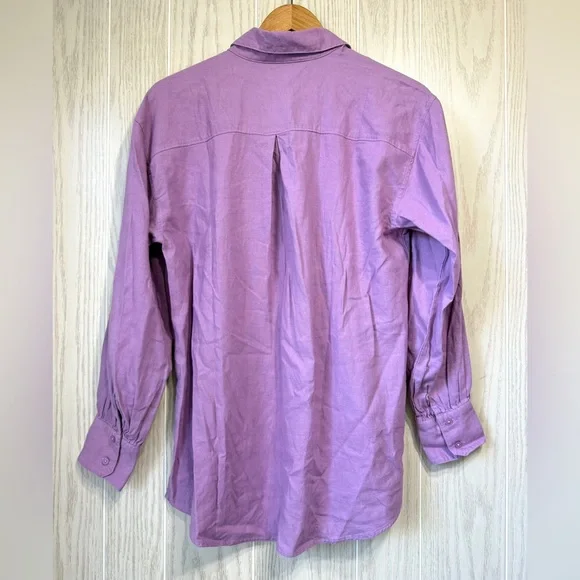 Banana Republic LINEN Bkend OVERSIZED BUTTON DOWN SHIRT DRIED LAVENDAR Size S - Picture 4 of 5